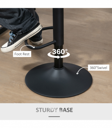 Retro Barstools Set of 2 PU Leather Adjustable Height Swivel Bar Chairs