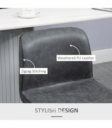 Retro Barstools Set of 2 PU Leather Adjustable Height Swivel Bar Chairs