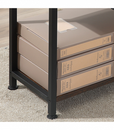 Retro Industrial Computer Desk  with 4-Tier Storage Shelf Metal Frame , Brown