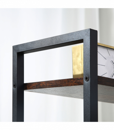 Retro Industrial Computer Desk  with 4-Tier Storage Shelf Metal Frame , Brown