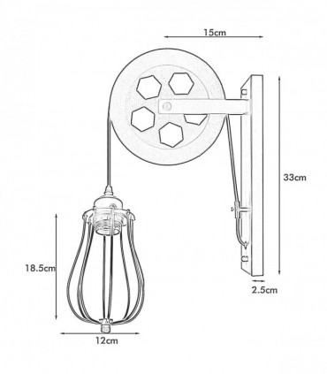 Retro Industrial Pulley Wheel Wall Light Fixture Metal Balloon Indoor Light