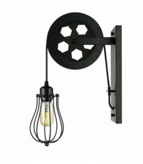 Retro Industrial Pulley Wheel Wall Light Fixture Metal Balloon Indoor Light