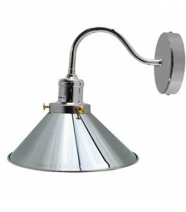 Retro Industrial Swan Neck Wall Light Indoor Sconce Metal Cone Shape Shade For  Basement, Bedroom, Dining Room, Garage