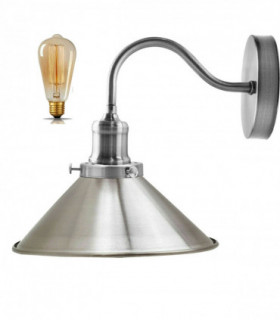 Retro Industrial Swan Neck Wall Light Indoor Sconce Metal Cone Shape Shade For  Basement, Bedroom, Dining Room, Garage