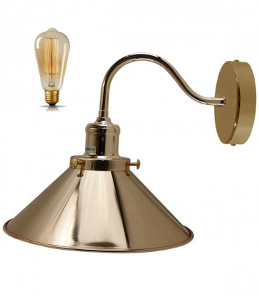 Retro Industrial Swan Neck Wall Light Indoor Sconce Metal Cone Shape Shade For  Basement, Bedroom, Dining Room, Garage