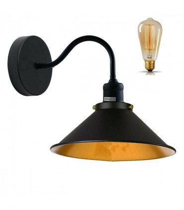 Retro Industrial Swan Neck Wall Light Indoor Sconce Metal Cone Shape Shade For  Basement, Bedroom, Dining Room, Garage