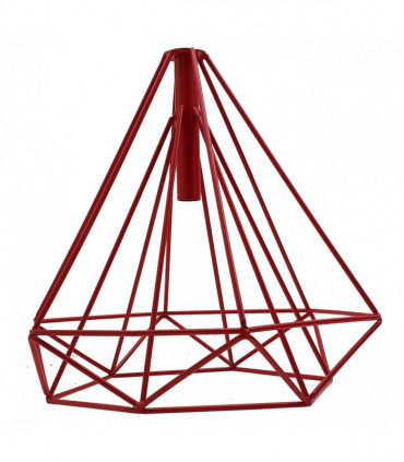 Retro Red Colour Geometric Wire Cage Design Easy Fit Lighting