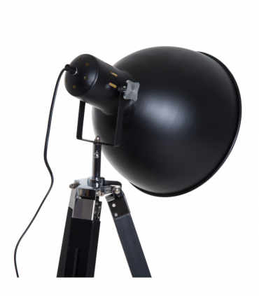Retro Tripod Floor Lamp  Dome Shade Light Wooden Legs-Black/Gold
