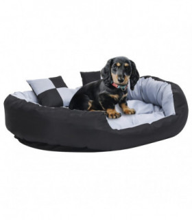 Reversible & Washable Dog Cushion Grey and Black 110x80x23 cm