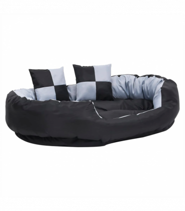Reversible & Washable Dog Cushion Grey and Black 110x80x23 cm
