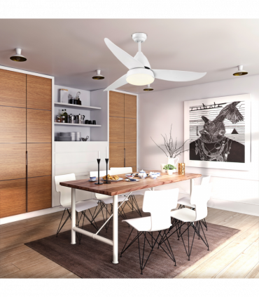 Reversible Ceiling Fan with Light, 3 Blades White LED Remote  White