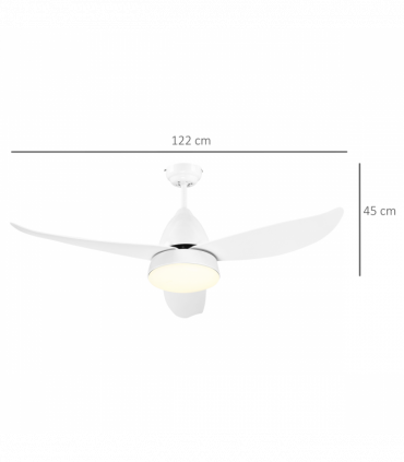 Reversible Ceiling Fan with Light, 3 Blades White LED Remote  White