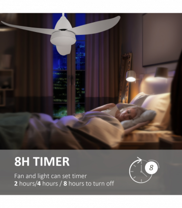 Reversible Ceiling Fan with Light, 3 Blades White LED Remote  White