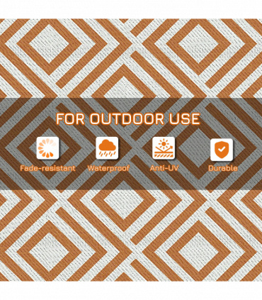 Reversible Outdoor Rug W/ Carry Bag for RV Camping Beach, 182 x 274 cm, Brown
