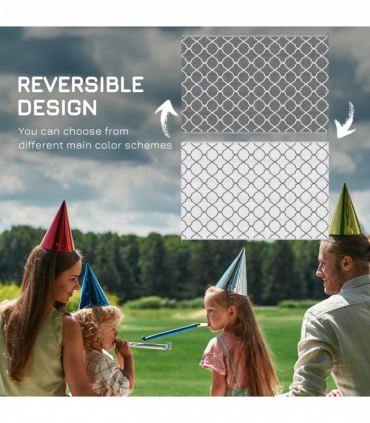 Reversible Outdoor Rug W/ Carry Bag for RV Camping Beach, 182 x 274 cm, Grey