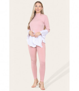 Ribbed Lounge Wear Flared Shirt and Leggings Co-Ord Set