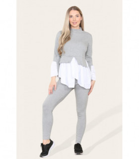 Ribbed Lounge Wear Flared Shirt and Leggings Co-Ord Set