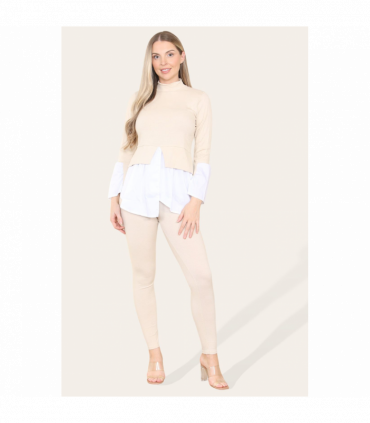 Ribbed Lounge Wear Flared Shirt and Leggings Co-Ord Set