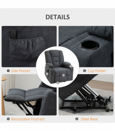 Riser and Recliner Chair w/ Remote, Lift Chair for the Elderly, Grey