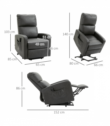 Riser and Recliner Chair, Lift Chair for Living Room w/ Remote, Grey HOMCOM