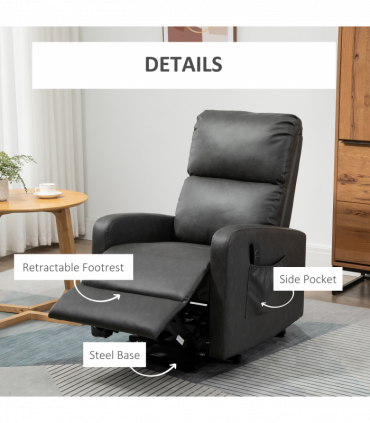 Riser and Recliner Chair, Lift Chair for Living Room w/ Remote, Grey HOMCOM