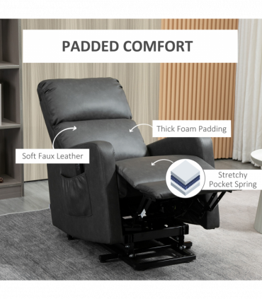 Riser and Recliner Chair, Lift Chair for Living Room w/ Remote, Grey HOMCOM