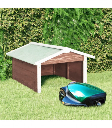 Robotic Lawn Mower Garage 72x87x50 cm Mocca and White Firwood