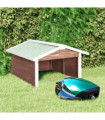 Robotic Lawn Mower Garage 72x87x50 cm Mocca and White Firwood
