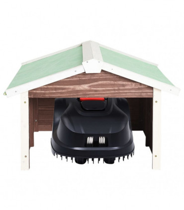 Robotic Lawn Mower Garage 72x87x50 cm Mocca and White Firwood