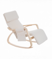 Rocking Chair Recliner Armchair with Adjustable Footrest, Cream White