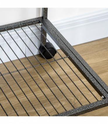 Rolling Bird Cage w/ Detachable Stand, Storage Shelf, Wood Perch, Food Container