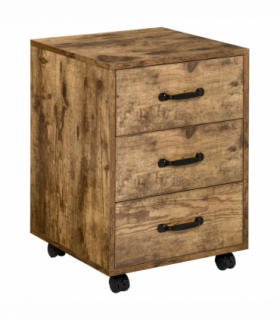 Rolling File Cabinet with 3 Drawers, Under Desk Mobile Filing Organizer HOMCOM