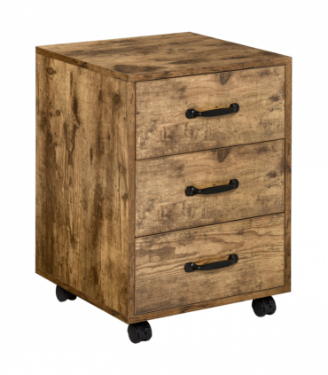 Rolling File Cabinet with 3 Drawers, Under Desk Mobile Filing Organizer HOMCOM