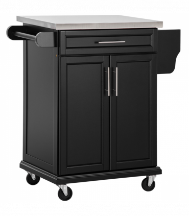Rolling Kitchen Cart Storage Trolley with Drawer Towel Rail Steel Black HOMCOM