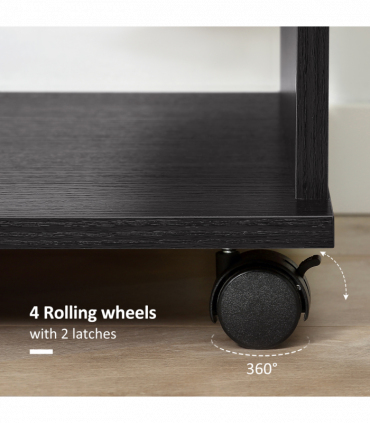 Rolling Open Wardrobe Hanging Rail Storage Shelves for Clothes, Black