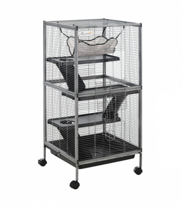 Rolling Small Animal Cage for Chinchillas Ferrets Kittens w/ Platform Ramp Tray