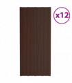 Roof Panels 12 pcs Galvanised Steel Brown 100x45 cm