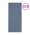 Roof Panels 12 pcs Galvanised Steel Grey 100x45 cm