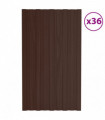 vidaXL Roof Panels 36 pcs Galvanised Steel Brown 80x45 cm