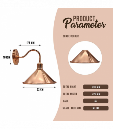Rose Gold Retro Wall light Sturdy Metal Lamp Shade Lights Classic Style Electroplated Finish E27 lamp