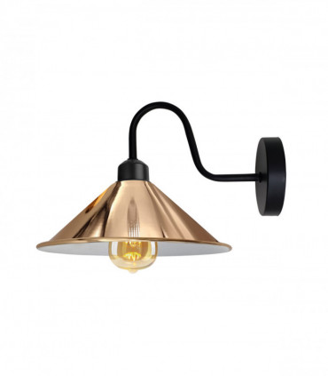 Rose Gold Wall Light Fixture,Black Wall Sconce E27 Base Socket Screw Type Wall Mounted Swan Neck Cone Shape Shade