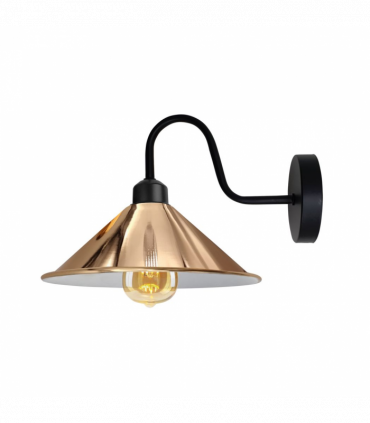 Rose Gold Wall Light Fixture,Black Wall Sconce E27 Base Socket Screw Type Wall Mounted Swan Neck Cone Shape Shade