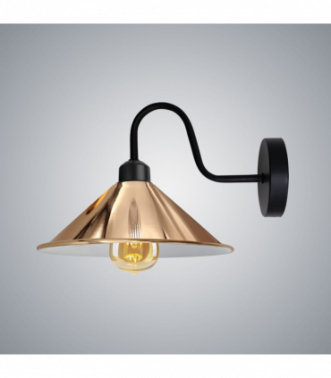 Rose Gold Wall Light Fixture,Black Wall Sconce E27 Base Socket Screw Type Wall Mounted Swan Neck Cone Shape Shade