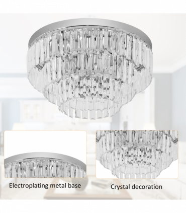 Round Crystal Ceiling Lamp 7 Lights Chandelier Mounted Fixture