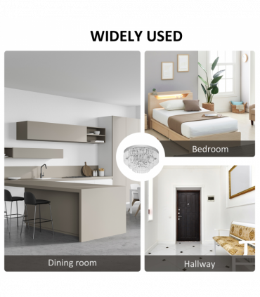 Round Crystal Ceiling Lamp 7 Lights Chandelier Mounted Fixture