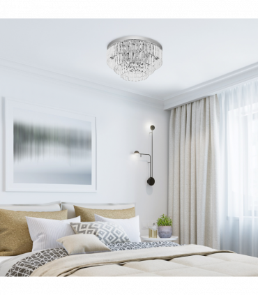 Round Crystal Ceiling Lamp 7 Lights Chandelier Mounted Fixture