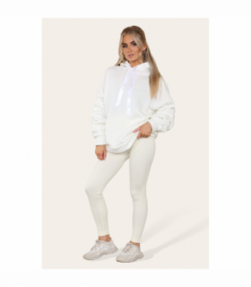 Ruched Sleeves Plus Size Hoodie with Satin Ribbon - Stylish Comfort