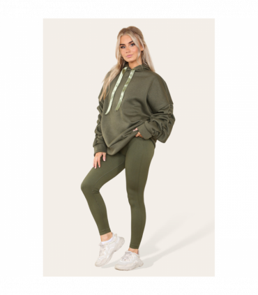 Ruched Sleeves Plus Size Hoodie with Satin Ribbon - Stylish Comfort