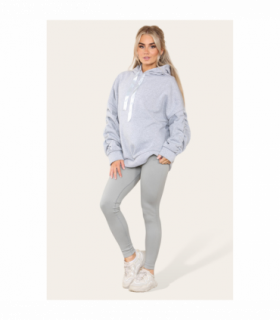 Ruched Sleeves Plus Size Hoodie with Satin Ribbon - Stylish Comfort