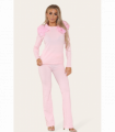 Ruffle Frill Shoulder Ribbed Loungewear Co-Ord Top & Trouser Set